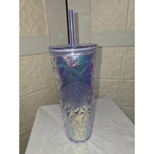 Starbucks Tumbler 2023 Clear Iridescent Prism Venti Cup 24oz Rainbow *flawed